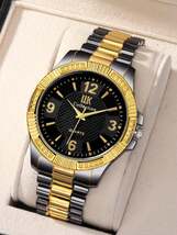 腕時計 メンズ クォーツ ファッションビジネス ジェントルマン ゴールド スチール ラウンドルーム クォーツウォッチ 1個_画像3