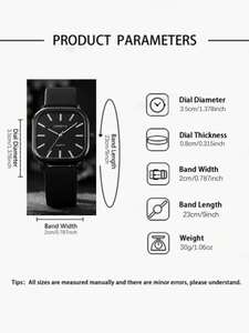 腕時計 メンズ クォーツ 1個メンズレザーストラップビジネスシンプルスクエアダイヤルバースケール表示クォーツ腕時計、日常着用や贈り
