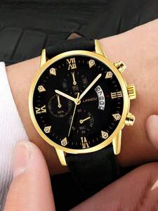 腕時計 メンズ クォーツ 1個 メンズカジュアルカレンダー 腕時計、ダイヤモンドインレイダイアル、クォーツ時計