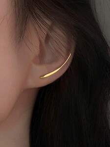  lady's jewelry earrings stud earrings simple . cool .925 sterling silver Gold character type line earrings. pe
