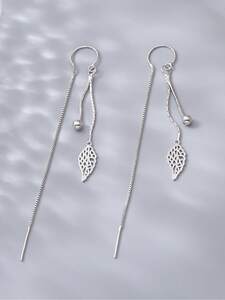  lady's jewelry earrings Dan gru earrings 925 silver made. leaf .. earrings long tassel simple . elegant woman 