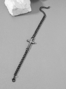 レディース ジュエリー ブレスレット チェーン 1個 ステンレス鋼 十字 デザイン ブレスレット 男性用 女性 , シンプルスタイ