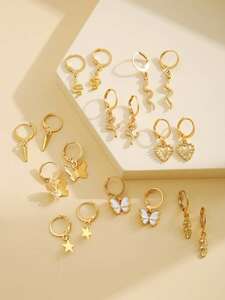  lady's jewelry earrings set 9 pair butterfly & snake equipment ornament earrings 