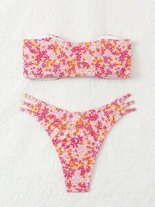 レディース 水着 ビキニセット フローラル柄 ビキニ水着 女性用、2点セット、ランダムプリント