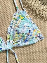 レディース 水着 ビキニセット サマービーチホルターフリルトリム装飾ビキニセット、調節可能なストラップ付き_画像5