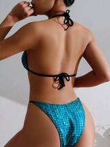 レディース 水着 ビキニセット 女性用ハルターネックビキニセット、三角ブラと水着のマッチング、バケーションに最適_画像1