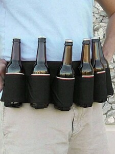 メンズ バッグ ウエストバッグ 1個ビールベルトホルスター、ビール、ソーダボトルホルダーベルト、ドリンク缶ホルダー、調節可能なウエ