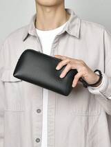 メンズ バッグ ハンドバッグ ブラック ビンテージシェルデザインの財布、携帯ケース、クラッチ、ミニコインケース、カードホルダー、男_画像1