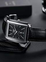 腕時計 メンズ クォーツ 男性用 腕時計 革ベルト 柄長方形 普段使いに適したデザイン_画像1