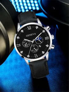 腕時計 メンズ セット 男性用腕時計 丸型針 日付 クオーツ式 1個＆チャームブレスレット 1個