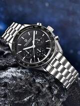 腕時計 メンズ クォーツ 2024 メンズ時計、トップラグジュアリークォーツ時計自動日付、スピードメーター付きクロノグラフ時計、サ_画像3