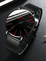 腕時計 メンズ セット メンズウォッチ 1個 メンズブラック スポーツスタイル クオーツウォッチ ラウンドダイヤル、ナイロンストラ_画像1