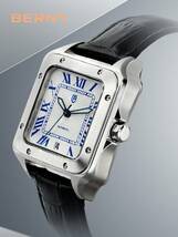 腕時計 メンズ 機械式 メンズジェヌインレザーストラップビジネス機械式時計、スーパールミナスポインター、コーティングガラス窓、日付_画像3