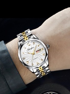 腕時計 メンズ 機械式 1個 メンズ ホワイト ワールウィンド 丸い ダイヤル ファイン スチール ストラップ メカニカルウォッチ