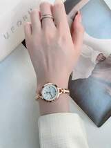 腕時計 レディース クォーツ 1個 ローズゴールド 小さい文字盤 クリアアラビア数字女性用クオーツ腕時計 、オシャレなレディースウ_画像5