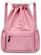 レディース バッグ バックパック 防水、ポータブルミニマリスト巾着バックパック大容量ピンクスクールバッグ卒業生、十代の女の子、新入_画像2