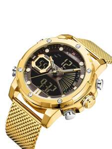 腕時計 メンズ デジタル 高級ブランドゴールドビジネス腕時計メンズステンレススチールクォーツ時計メンズ防水スポーツ男性時計