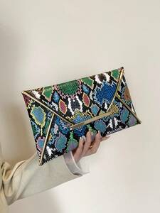  lady's bag clutch bag Rainbow pattern. colorful . leather made lady's oriented embe rope clutch bag 1 piece 