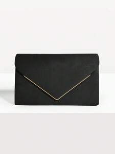  lady's bag clutch bag high capacity suede clutch bag black, elegant metal binding Eve person g perth,