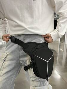 メンズ バッグ ウエストバッグ アウトドアミニマリスト ハードシェルレッグバッグ 男性用、調整可能で反射性のあるバイク用レッグバッ