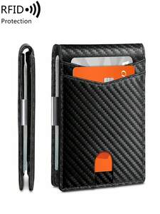 財布 ミニウォレット スリムウォレット メンズ カードホルダー付き マネークリップ スマートフォン収納可能 ブロック 12枚収納