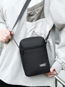 メンズ バッグ ショルダーパック 1個 ブラックのシンプルなスタイルの男性用ショルダークロスボディバッグ、日常使いに最適なファッシ