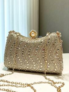  lady's bag clutch bag height .. elegant for women clutch bag, Gold . pushed .. rhinestone equipment ornament . party . wedding 