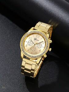 腕時計 レディース クォーツ 女性用腕時計 カジュアル/ビジネス クオーツムーブメント、ラインストーンとスチールストラップの合金製