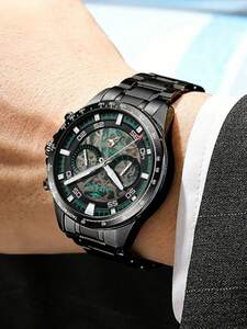 腕時計 メンズ 機械式 カジュアルビジネス用ステンレススチール 自動巻きメカニカル時計、ホローアウトダイアルが特徴、防水仕様、日常
