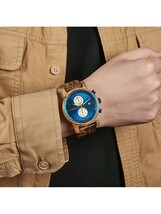 腕時計 メンズ クォーツ メンズ腕時計高級腕時計木製ストップウォッチ日付クロノグラフ腕時計男性腕時計_画像2