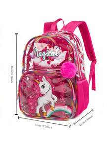 レディース バッグ セット 女の子のための3個セット子供用バックパック、ランチボックス付き透明バックパックセット、小学校、幼稚園向
