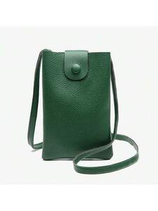 財布 スマホウォレット 1個シンプル女性用携帯電話バッグ財布、単色レザー素材、長いショルダーストラップとバックル付き、カジュアルな