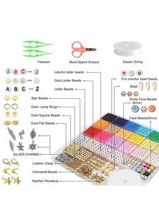 ジュエリー制作 約5400個 1ボックス 18 色ポリマークレイラウンドビーズ、フェイスビーズ & フラットビーズを含む、 ディス
