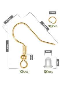 ジュエリー制作 925 純銀イヤリング 金具 セット 300個 製作 ジャンプリング/ゴムピアス補助具付