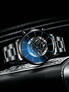 腕時計 メンズ セット メンズ ステンレススチール クオーツ腕時計 2個セット、ビジネス兼ファッション、日付機能付きの腕時計、ゴー