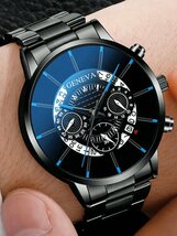 腕時計 メンズ セット メンズ ステンレススチール クオーツ腕時計 2個セット、ビジネス兼ファッション、日付機能付きの腕時計、ゴー_画像3