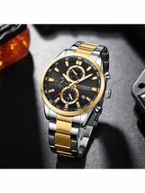 腕時計 メンズ クォーツ クレーン メンズ クオーツ腕時計、マルチファンクション・クロノグラフ、ステンレス製防水ストラップ、父の日_画像6