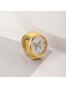 レディース ジュエリー リング リング 腕時計リング バタフライデザイン ゴールドカラー