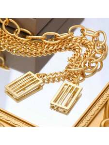 レディース ジュエリー ネックレス ロング 1本の金色のヒップホップスタイルのおしゃれなユニセックス用長めネックレス