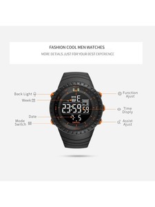 腕時計 メンズ デジタル 1個 ブラック ポリレジン ストラップ スポーティ 耐水 アラーム ラウンドダイヤル , 日常の装飾用