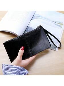 財布 長財布 女性用ヴィンテージオイルワックスレザーラウンドファスナークラッチ財布、大容量のコインケース、手首用のワイヤレス、シン