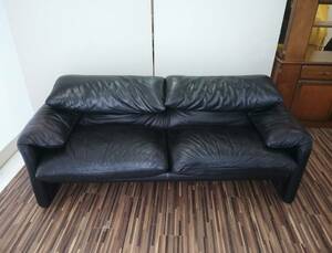 kasi-na675malarunga2 seater . wide sofa black original leather 