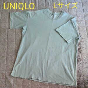 UNIQLO コットンオーバーサイズチュニック 半袖　 Tシャツ　Lサイズ くすみグリーン　無地