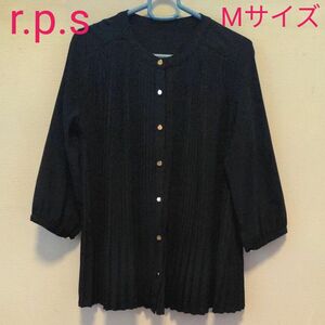 r.p.s　七分袖ブラウス　Mサイズ　ブラック　前開き　前後プリーツ