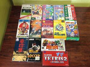 Nintendo Super Famicom 14games w/box tested 任天堂 スーパーファミコン ゲーム14本 箱付 動作確認済 D957