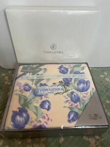 ［未使用・訳あり］ YUMI KATSURA 綿毛布 花柄 ブルー