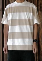 SEQUEL プリント ボーダー Tシャツ XL BEIGE 新品 シークエル PRINT BORDER TEE ベージュ ホワイト らWHITE 白 茶 border 半袖 藤原ヒロシ_画像9