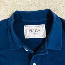 パパスプラス　PAPAS＋　ポロシャツ　半袖　ネイビー　L　コットン　綿　カットソー　ワンポイントロゴ　メンズ_画像4
