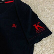 バーバリーブラックレーベル　BURBERRY BLACK LABEL　Tシャツ　ブラック　M　コットン　綿　カットソー　Vネック　ホースロゴ　K　メンズ_画像3