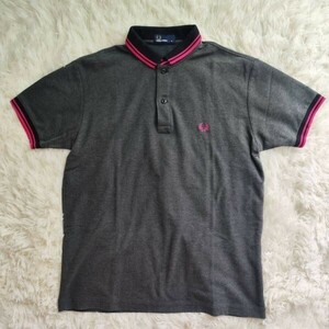 フレッドペリー　Fred Perry　ポロシャツ　グレー　M　ワンポイントロゴ　コットン　綿　春夏　